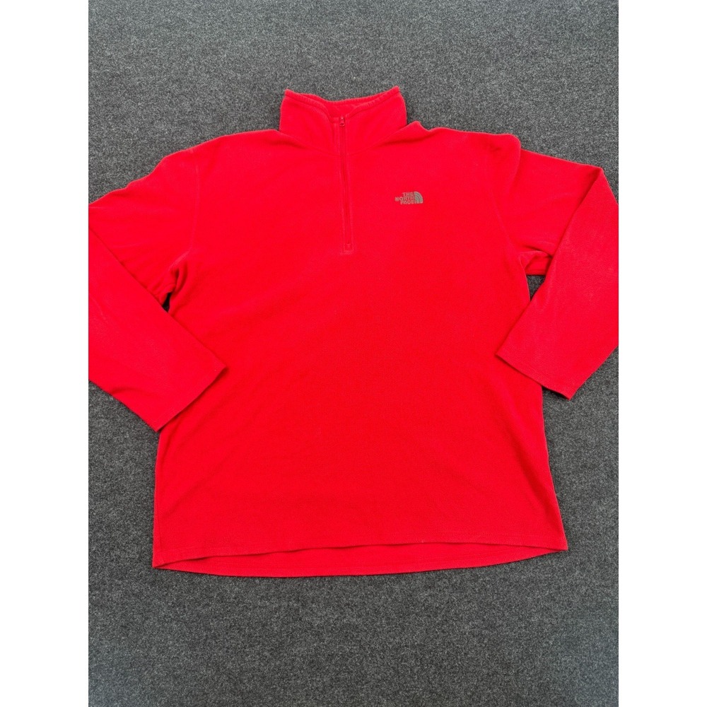 The North Face Polartec Classic Fleece Jacket Men XL Red 1/4 Zip Outdoor Thermal